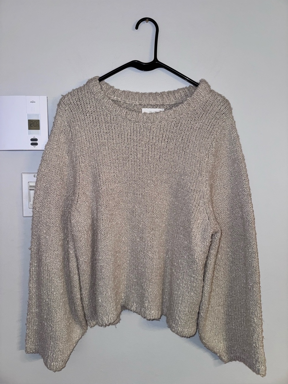 OAK + FORT Neutral Cream Crewneck Knit Sweater